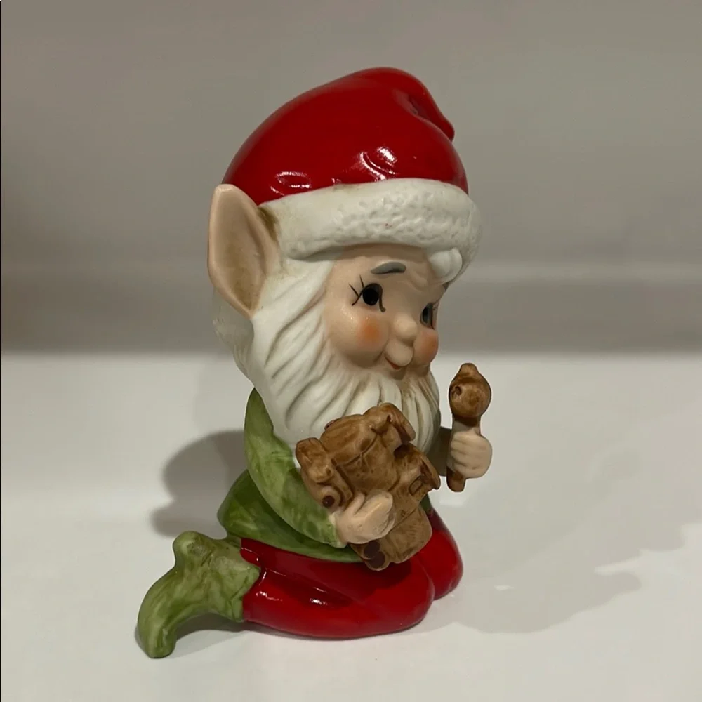Vintage 1960's Homco, Santa's Workshop Elf Making a Train #5406